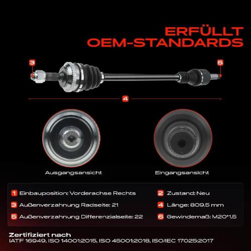 1x Antriebswelle Vorderachse Rechts für Citroën Saxo Peugeot 106 I II 1991-2004 Bild 1x Antriebswelle Vorderachse Rechts für Citroën Saxo Peugeot 106 I II 1991-2004