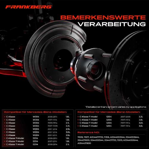 Frankberg 4x Ankerblech Bremsscheibe Vorne und Hinten für Mercedes-Benz W204 C230 S204 C280 Bild Frankberg 4x Ankerblech Bremsscheibe Vorne und Hinten für Mercedes-Benz W204 C230 S204 C280