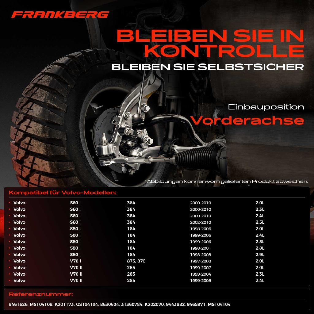 4x Lagerbuchse Vorderachse für Volvo S60 I S80 V70 II XC70 Cross Country 2.3L 2.4L 2.5L 2.8L 2.9L 1997-2010
