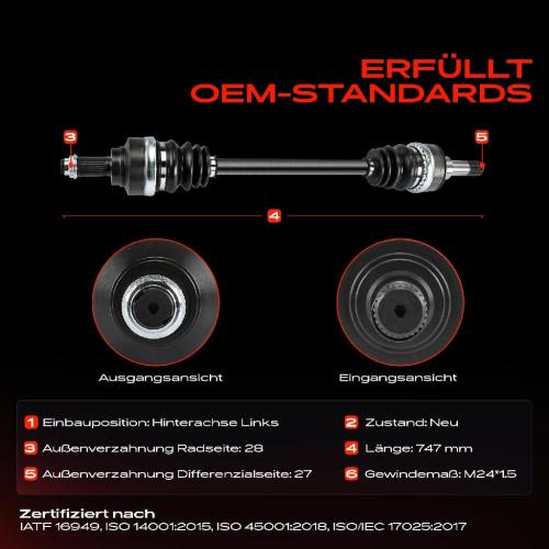 Frankberg 1x Antriebswelle Hinterachse Links für BMW 1er F20 F21 2 Cabriolet 2 Coupe Bild Frankberg 1x Antriebswelle Hinterachse Links für BMW 1er F20 F21 2 Cabriolet 2 Coupe