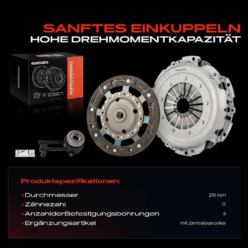 Frankberg 1x Kupplungssatz für Ford Fiesta V JD JH Fiesta V Van Fusion JU Mazda 2 DY 1.4L 2001-2012 Bild Frankberg 1x Kupplungssatz für Ford Fiesta V JD JH Fiesta V Van Fusion JU Mazda 2 DY 1.4L 2001-2012