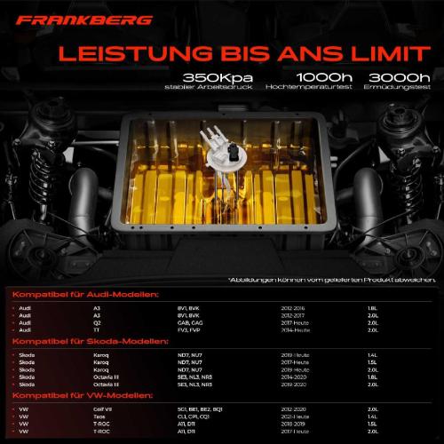Frankberg 1x Kraftstoffpumpe für VW Golf Alltrack VII Variant Taos T-ROC Audi A3 Cabriolet Limousine Sportback Q2 TT Bild Frankberg 1x Kraftstoffpumpe für VW Golf Alltrack VII Variant Taos T-ROC Audi A3 Cabriolet Limousine Sportback Q2 TT
