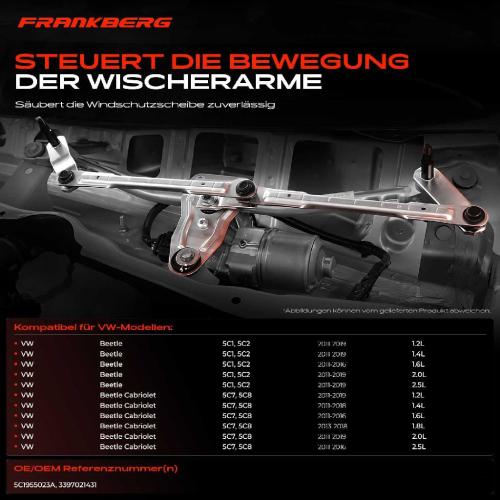 Frankberg 1x Wischergestänge Vorne für VW Beetle 5C1 5C2 5C7 5C8 Bild Frankberg 1x Wischergestänge Vorne für VW Beetle 5C1 5C2 5C7 5C8