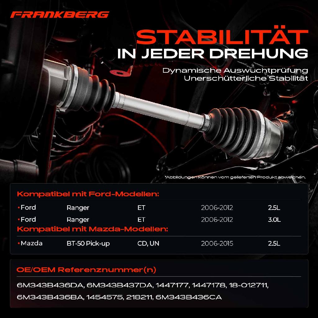 1x Antriebswelle Vorderachse Rechts für Ford Ranger ET Mazda BT-50 2006-2015