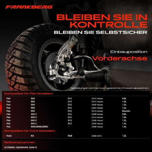 1x Querlenker Vorderachse für Fiat 500 C 500C/595C/695C Ford KA 0.9L 1.0L 1.2L 1.4L Bj ab 2007 Bild 1x Querlenker Vorderachse für Fiat 500 C 500C/595C/695C Ford KA 0.9L 1.0L 1.2L 1.4L Bj ab 2007