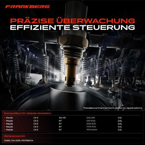 Frankberg 1x Lambdasonde Regelsonde/Diagnosesonde Vor/Nach Katalysator für Mazda CX-5 GH KE KF 2.0L ab 2012 Bild Frankberg 1x Lambdasonde Regelsonde/Diagnosesonde Vor/Nach Katalysator für Mazda CX-5 GH KE KF 2.0L ab 2012