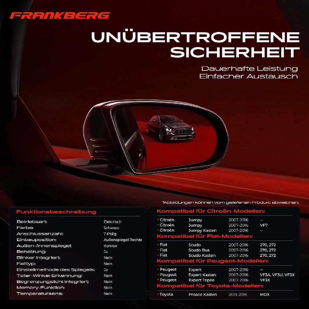 1x Außenspiegel Rechts für Citroën Jumpy VF7 Fiat Scudo 270 Peugeot Expert 272