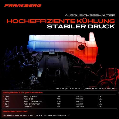 Frankberg 1x Ausgleichsbehälter Kühlmittelbehälter für Opel Astra G 1.6L 2.2L 2003-2007 Bild Frankberg 1x Ausgleichsbehälter Kühlmittelbehälter für Opel Astra G 1.6L 2.2L 2003-2007