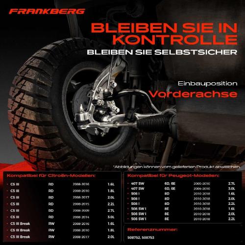 2x Koppelstange Vorderachse für Citroën C5 III Break C6 Peugeot 407 Coupe SW 508 I 2.2L 2.7L 3.0L 2004-2018 Bild 2x Koppelstange Vorderachse für Citroën C5 III Break C6 Peugeot 407 Coupe SW 508 I 2.2L 2.7L 3.0L 2004-2018