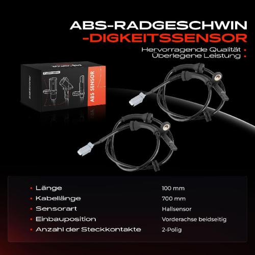 2x ABS Sensor Vorne für Nissan X-Trail Van Renault Koleos I 2.0L 2.5L Bj ab 2007 Bild 2x ABS Sensor Vorne für Nissan X-Trail Van Renault Koleos I 2.0L 2.5L Bj ab 2007
