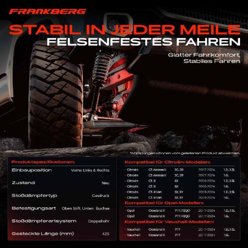 2x Stoßdämpfer Vorderachse für Citroën C3 Opel Crossland X Vauxhall Bj ab 2016 Bild 2x Stoßdämpfer Vorderachse für Citroën C3 Opel Crossland X Vauxhall Bj ab 2016