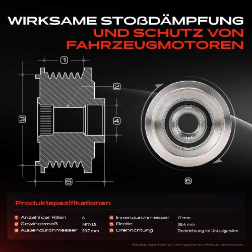 1x Generatorfreilauf Lichtmaschine für Mazda 3 BK 6 Stufenheck GG CX-7 ER 2.3L 2.5L Bild 1x Generatorfreilauf Lichtmaschine für Mazda 3 BK 6 Stufenheck GG CX-7 ER 2.3L 2.5L