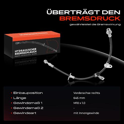 Frankberg 1x Bremsschlauch Bremsschläuche Vorderachse Rechts für Civic II IV V CRX II ED EE Integra Bild Frankberg 1x Bremsschlauch Bremsschläuche Vorderachse Rechts für Civic II IV V CRX II ED EE Integra