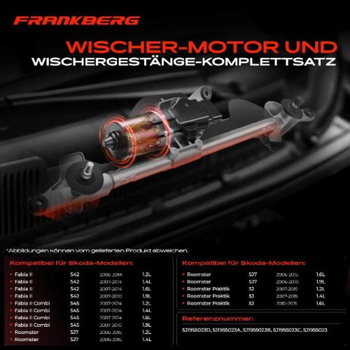 Frankberg 1x Wischerarm Scheibenwischer Vorne für Skoda Fabia II Combi 545 Roomster Bild Frankberg 1x Wischerarm Scheibenwischer Vorne für Skoda Fabia II Combi 545 Roomster