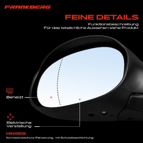 Frankberg 1x Außenspiegel Links für Peugeot 206 Schrägheck 2A/C SW 2E/K 1998-2003 Bild Frankberg 1x Außenspiegel Links für Peugeot 206 Schrägheck 2A/C SW 2E/K 1998-2003