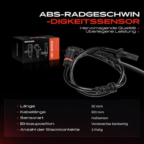 1x ABS Sensor Vorderachse beidseitig für Mercedes-Benz A-Klasse W169 B-Klasse W245 1.5L 2.0L 1.7L 2004-2012 Bild 1x ABS Sensor Vorderachse beidseitig für Mercedes-Benz A-Klasse W169 B-Klasse W245 1.5L 2.0L 1.7L 2004-2012