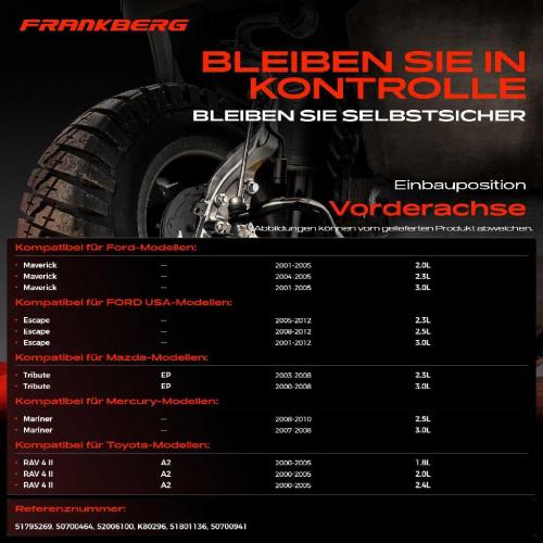 Frankberg 2x Koppelstange Vorderachse für Ford Maverick FORD USA Escape Mazda Tribute Mercury Mariner Toyota RAV 4 II Bild Frankberg 2x Koppelstange Vorderachse für Ford Maverick FORD USA Escape Mazda Tribute Mercury Mariner Toyota RAV 4 II