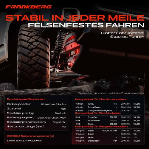2x Stoßdämpfer Hinterachse für Citroën Jumpy Fiat Scudo Peugeot Expert Tepee 2009-2016 Bild 2x Stoßdämpfer Hinterachse für Citroën Jumpy Fiat Scudo Peugeot Expert Tepee 2009-2016