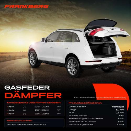 2x Gasfeder Dämpfer Heckklappe Alfa Romeo Stelvio 949 SUV Bj ab 2016 Bild 2x Gasfeder Dämpfer Heckklappe Alfa Romeo Stelvio 949 SUV Bj ab 2016