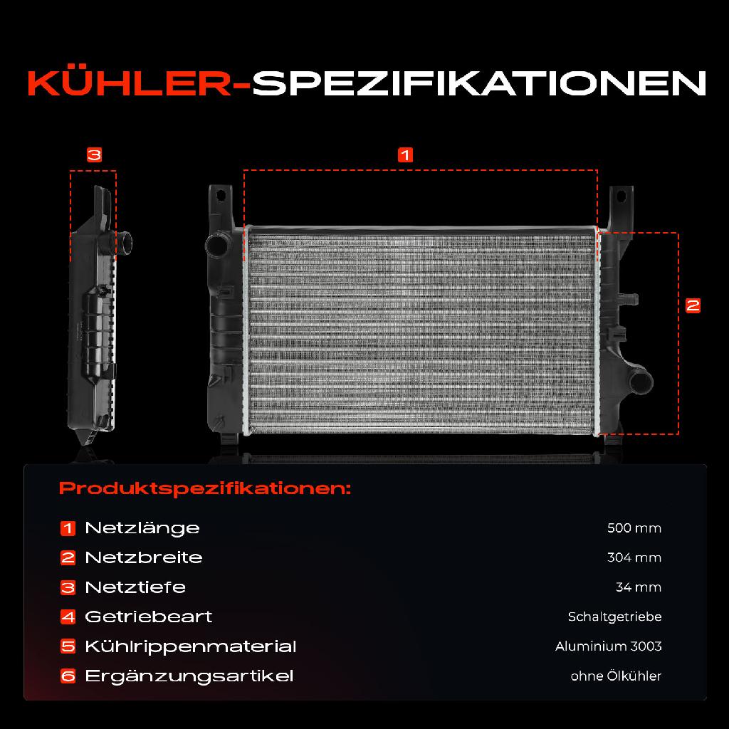 1x Kühler Wasserkühler Motorkühler für Ford Fiesta 3 GFJ 1989-1995