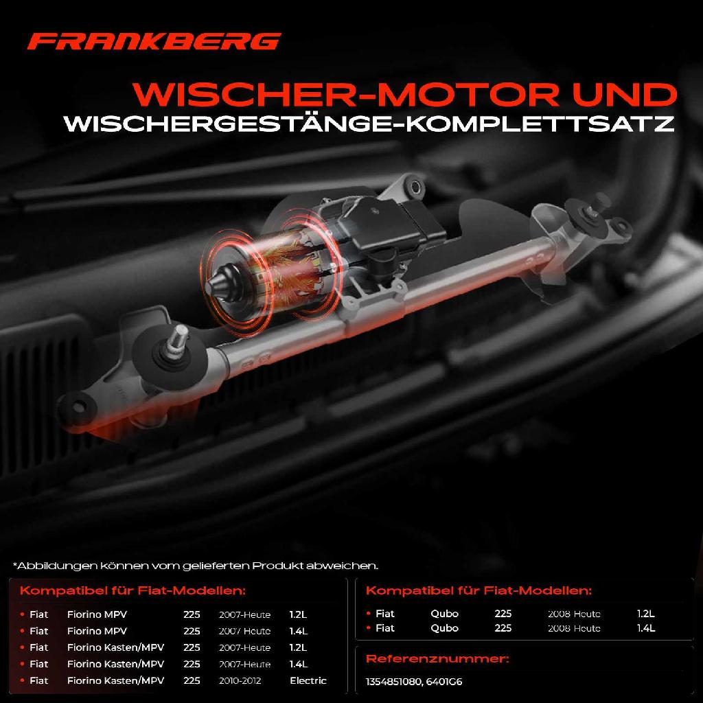 Frankberg 1x Wischerarm Scheibenwischer Vorne für Fiat Fiorino Kasten/MPV Qubo 225