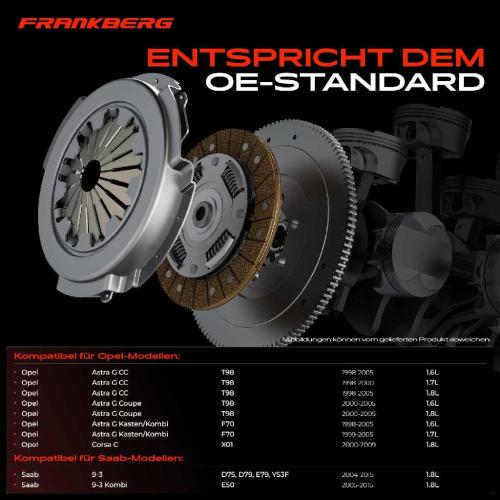 Frankberg 1x Kupplungssatz für Opel Astra G Cabriolet Caravan CC Coupe Kasten/Kombi Stufenheck H GTC Twintop Combo Bild Frankberg 1x Kupplungssatz für Opel Astra G Cabriolet Caravan CC Coupe Kasten/Kombi Stufenheck H GTC Twintop Combo