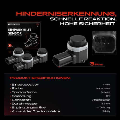 Frankberg 4x Parksensor PDC Sensor Hinten für Ford C-Max DXA/CB7 Focus HN Mondeo Bild Frankberg 4x Parksensor PDC Sensor Hinten für Ford C-Max DXA/CB7 Focus HN Mondeo