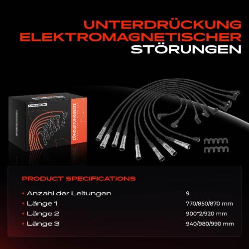 9x Zündleitungssatz Zündkabel für Mercedes-Benz S-Klasse W116 R107 SL Coupe C107 Bild 9x Zündleitungssatz Zündkabel für Mercedes-Benz S-Klasse W116 R107 SL Coupe C107
