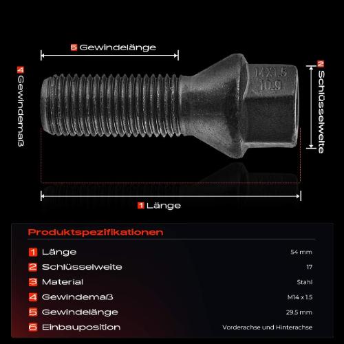 5x Radschraube für BMW 7er E65 E66 E67 X3 E83 3.0L 4.0L Bild 5x Radschraube für BMW 7er E65 E66 E67 X3 E83 3.0L 4.0L