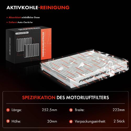 2x Innenraumfilter Aktivkohle für VW Polo Audi A1 Seat Arona Ibiza V Bild 2x Innenraumfilter Aktivkohle für VW Polo Audi A1 Seat Arona Ibiza V