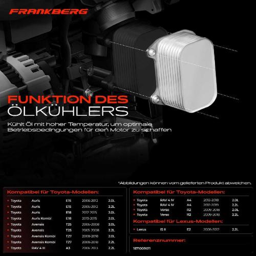 1x Ölkühler Motoröl für Toyota Avensis T25 T27 Auris E15 RAV 4 Verso Lexus 2.0L 2.2L Bild 1x Ölkühler Motoröl für Toyota Avensis T25 T27 Auris E15 RAV 4 Verso Lexus 2.0L 2.2L