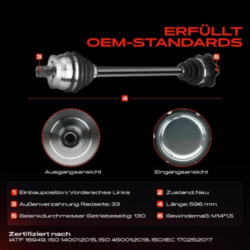 1x Antriebswelle Vorderachse Links für VW Passat Variant 3B2 3B3 3B5 3B6 Audi A4 8D2 Skoda Superb I Bild 1x Antriebswelle Vorderachse Links für VW Passat Variant 3B2 3B3 3B5 3B6 Audi A4 8D2 Skoda Superb I