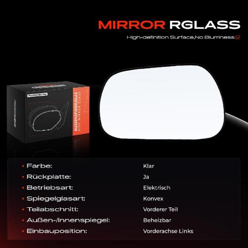1x Spiegelglas Außenspiegel links für Ford Fiesta V Van JD JH Fusion JU Bild 1x Spiegelglas Außenspiegel links für Ford Fiesta V Van JD JH Fusion JU