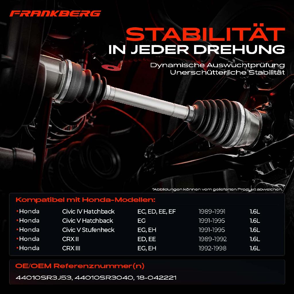 1x Antriebswelle Vorderachse Rechts für Honda CRX II III Civic IV V ED EE EG