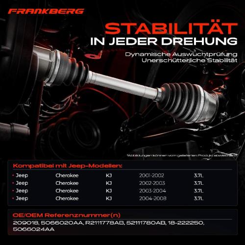 1x Antriebswelle Vorderachse Rechts für Jeep Cherokee KJ 3.7L 2001-2008 Bild 1x Antriebswelle Vorderachse Rechts für Jeep Cherokee KJ 3.7L 2001-2008