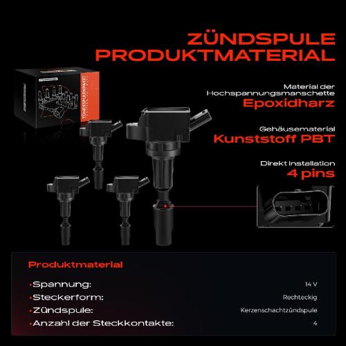 Frankberg 4x Zündmodul Zündspule für Genesis G70 Hyundai i30 Fastback Santa Fé III IV KIA Optima Sportswagon Bild Frankberg 4x Zündmodul Zündspule für Genesis G70 Hyundai i30 Fastback Santa Fé III IV KIA Optima Sportswagon
