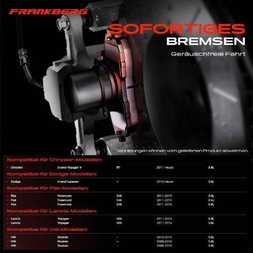 4x Bremsbeläge Vorderachse für Chrysler Grand Voyager V Dodge Caravan Fiat Freemont Lancia MPV VW Routan Bild 4x Bremsbeläge Vorderachse für Chrysler Grand Voyager V Dodge Caravan Fiat Freemont Lancia MPV VW Routan