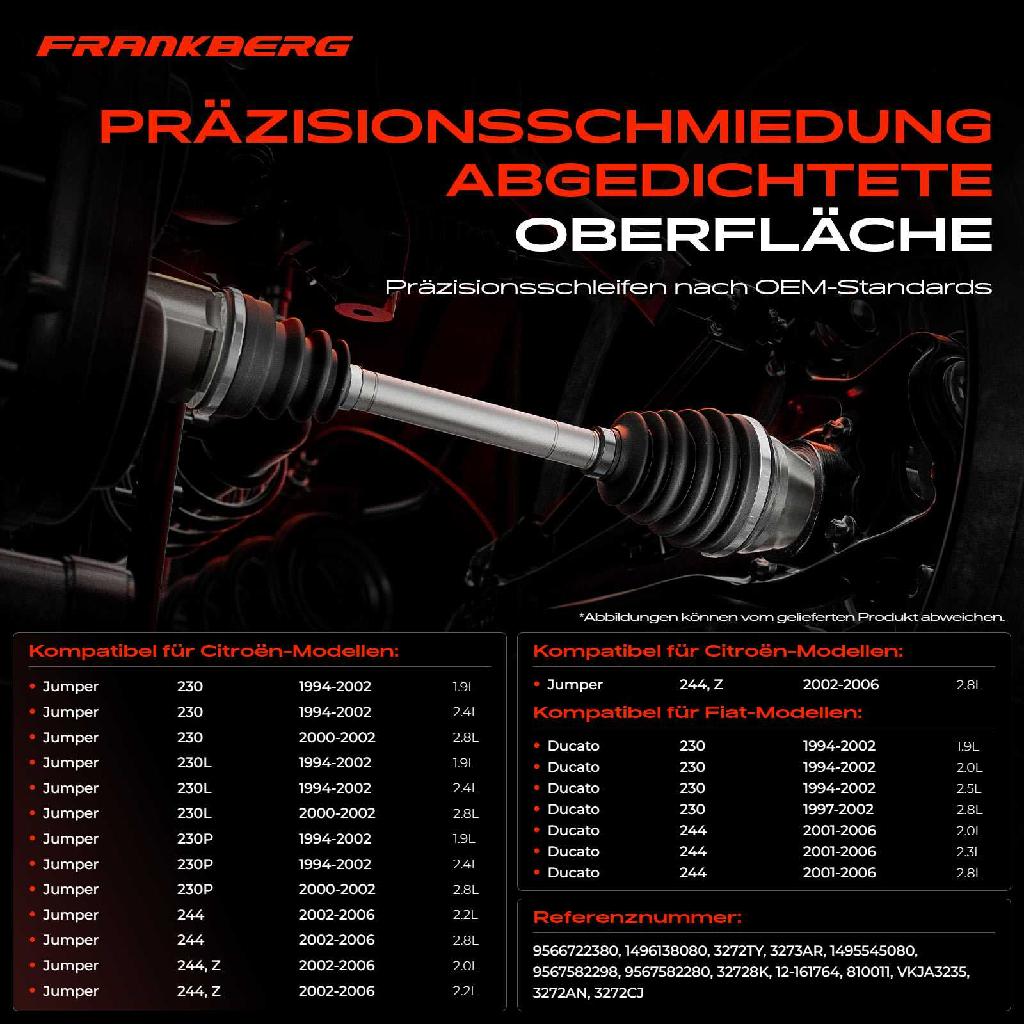 1x Antriebswelle Gelenksatz Vorderachse für Citroën Jumper 230 Fiat Ducato Peugeot Boxer