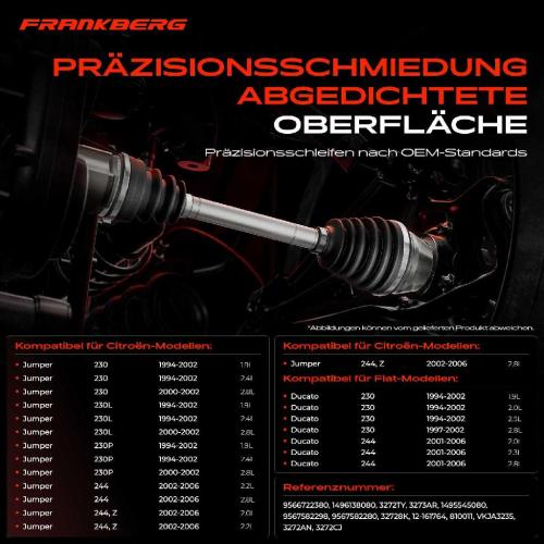 Frankberg 1x Antriebswelle Gelenksatz Vorderachse für Citroën Jumper 230 Fiat Ducato Peugeot Boxer Bild Frankberg 1x Antriebswelle Gelenksatz Vorderachse für Citroën Jumper 230 Fiat Ducato Peugeot Boxer