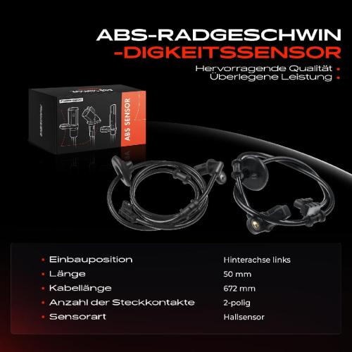 2x ABS Sensor Hinten Links Rechts für Mercedes-Benz W202 S202 CLK C208 A208 Bild 2x ABS Sensor Hinten Links Rechts für Mercedes-Benz W202 S202 CLK C208 A208