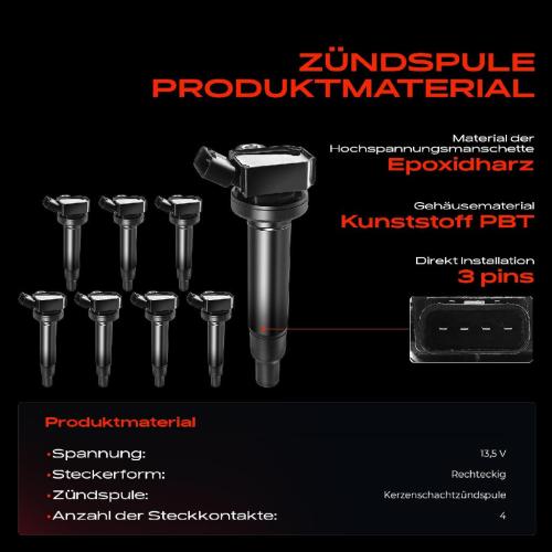 Frankberg 8x Zündspule Zündkerze für Lexus GS LS LX SC Cabriolet Toyota Land Cruiser 100 200 4.3L 4.7L Bj ab 1998 Bild Frankberg 8x Zündspule Zündkerze für Lexus GS LS LX SC Cabriolet Toyota Land Cruiser 100 200 4.3L 4.7L Bj ab 1998
