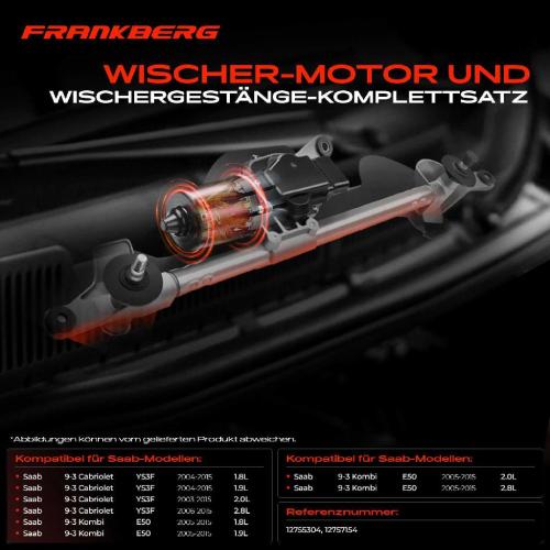 Frankberg 1x Wischerarm Scheibenwischer Vorne für Saab 9-3 Cabriolet Kombi YS3F 2002-2015 Bild Frankberg 1x Wischerarm Scheibenwischer Vorne für Saab 9-3 Cabriolet Kombi YS3F 2002-2015