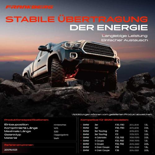 Frankberg 1x Kardanwelle Gelenkwelle Hinterachse für BMW 3er Touring F30 F80 F31 F33 F83 F32 F82 F36 Bild Frankberg 1x Kardanwelle Gelenkwelle Hinterachse für BMW 3er Touring F30 F80 F31 F33 F83 F32 F82 F36