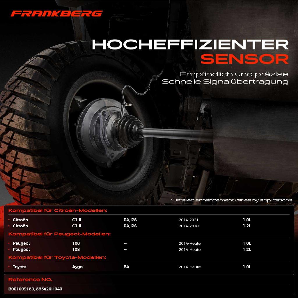 1x ABS Sensor Vorderachse beidseitig für Citroën C1 II Peugeot 108 Toyota Aygo 1.0L 1.2L Bj ab 2014