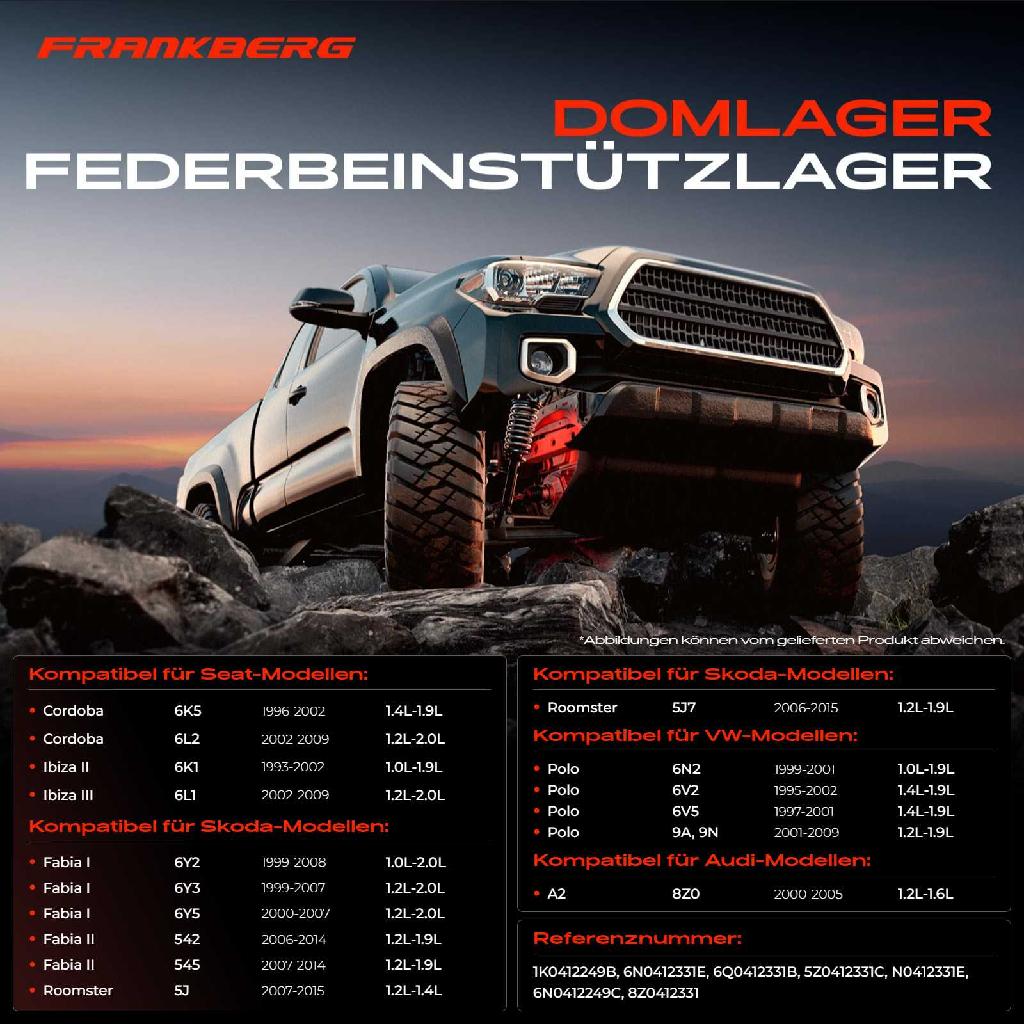 1x Domlager Federbeinstütz lager für VW Polo Variant 6V5 Polo Stufenheck Audi Seat Skoda