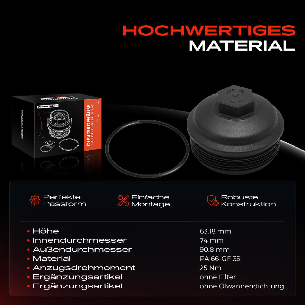 1x Ölfiltergehäuse Deckel für VW Golf 5 6 Transporter T5 Polo Passat Audi A3 A4 A6