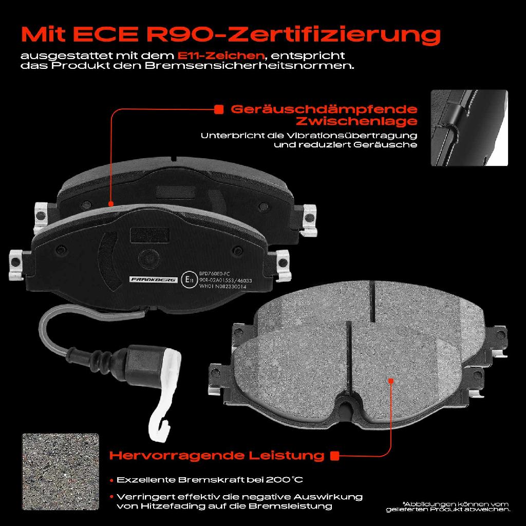 4x Bremsbeläge Vorderachse für VW Arteon Shooting Brake Caddy Alltrack MPV Kasten/MPV IV Kasten