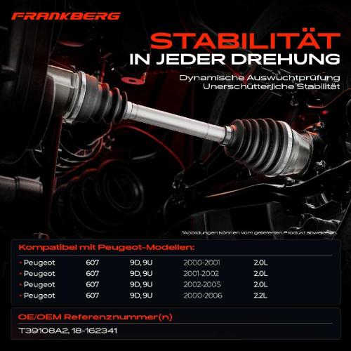 1x Antriebswelle Vorderachse Rechts für Peugeot 607 9D 9U 2000-2006 2.0L 2.2L Bild 1x Antriebswelle Vorderachse Rechts für Peugeot 607 9D 9U 2000-2006 2.0L 2.2L