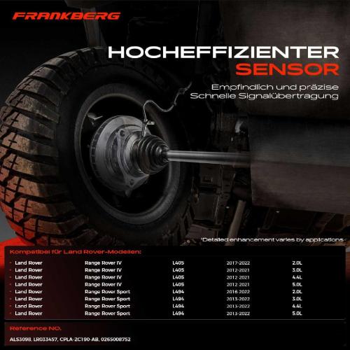 1x ABS Sensor Hinterachse beidseitig für Land Rover Range IV Sport 2.0L 3.0L 4.4L 5.0L 2012-2022 Bild 1x ABS Sensor Hinterachse beidseitig für Land Rover Range IV Sport 2.0L 3.0L 4.4L 5.0L 2012-2022