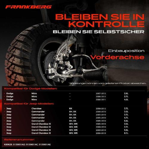 2x Traggelenk Vorderachse für Dodge Nitro Jeep Cherokee Commander Grand III 2.8L 3.7L 4.0L 2005-2013 Bild 2x Traggelenk Vorderachse für Dodge Nitro Jeep Cherokee Commander Grand III 2.8L 3.7L 4.0L 2005-2013